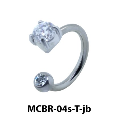 Stone Belly Piercing Circular Barbell with Jew Ball CBRT-04s-JB